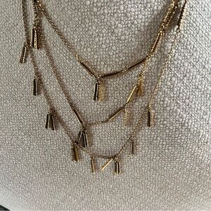 J Crew Elegant Gold tone triple strand Layered Necklace